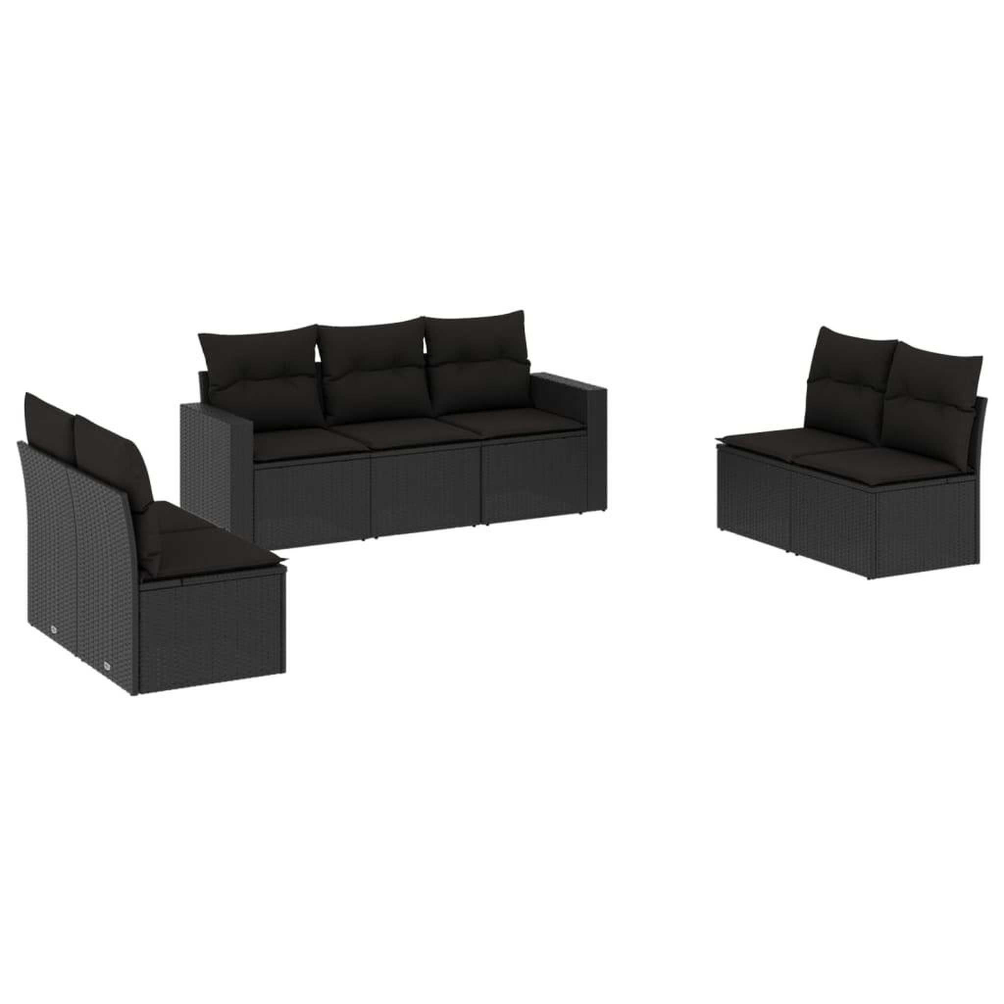 Voir la diapositive 2 : VIDAXL Salon de jardin 7 pcs avec coussins noir resine tressee