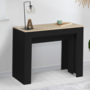 Voir la diapositive 3 : ID MARKET Table console extensible ORLANDO 14 personnes 300 cm bois noir et façon hêtre