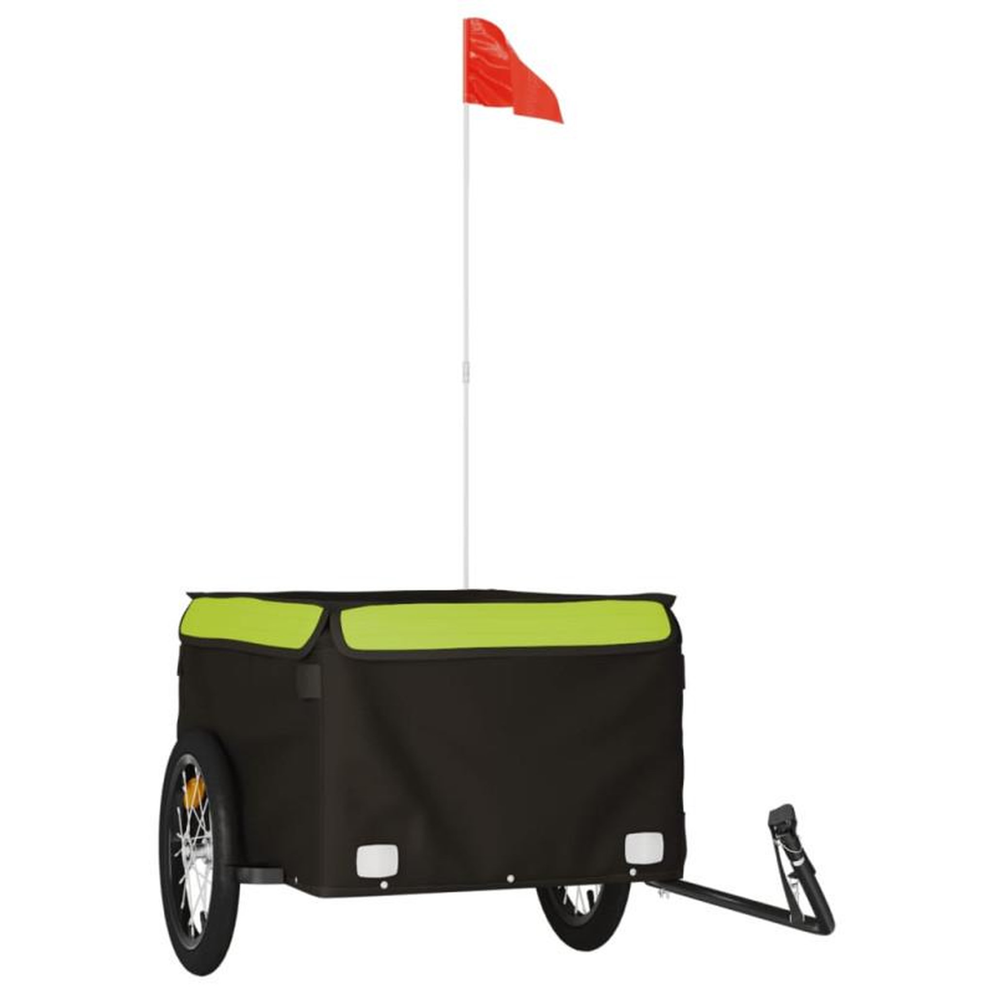 Voir la diapositive 2 : VIDAXL Remorque de vélo noir et vert 45 kg fer