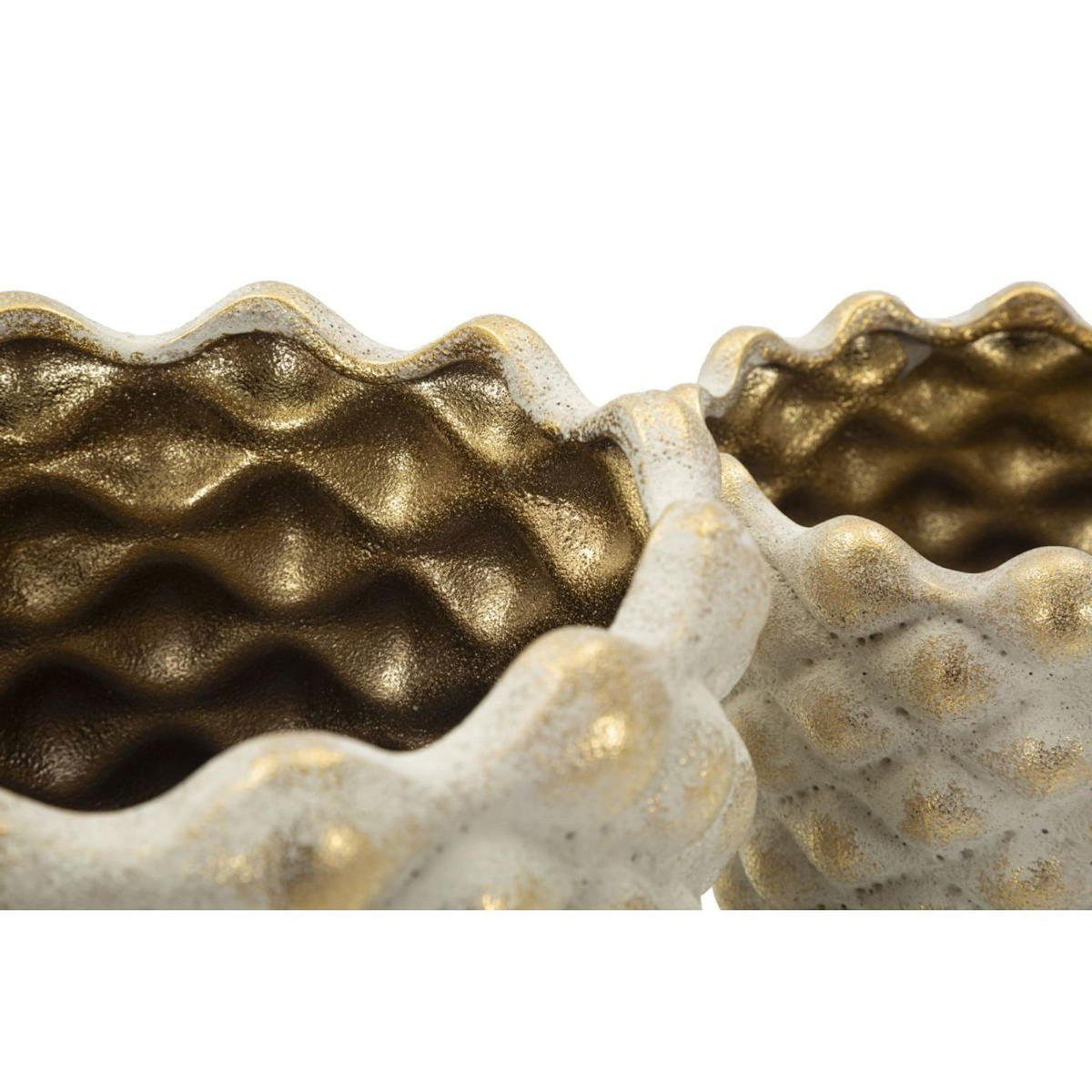 Paris Prix Lot de 2 Cache-Pots en Céramique  Pepitas  23cm Gris & Or