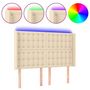 Voir la diapositive 2 : VIDAXL Tete de lit a LED Creme 147x16x118/128 cm Tissu