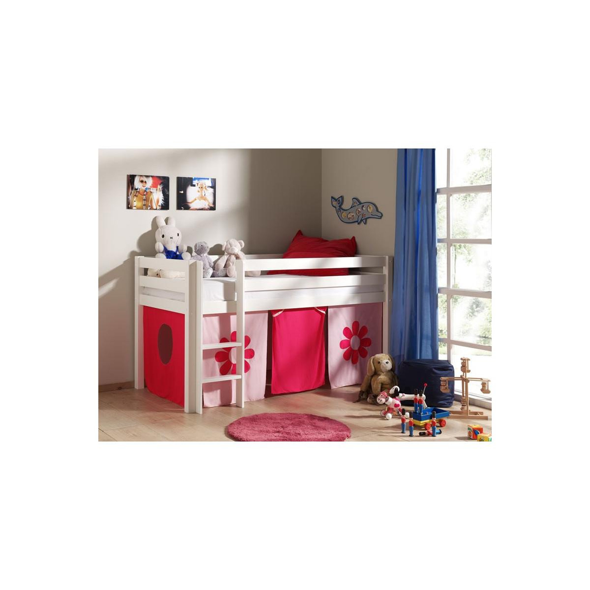 Voir la diapositive 2 : Paris Prix Lit enfant  pino flower  90x200cm blanc