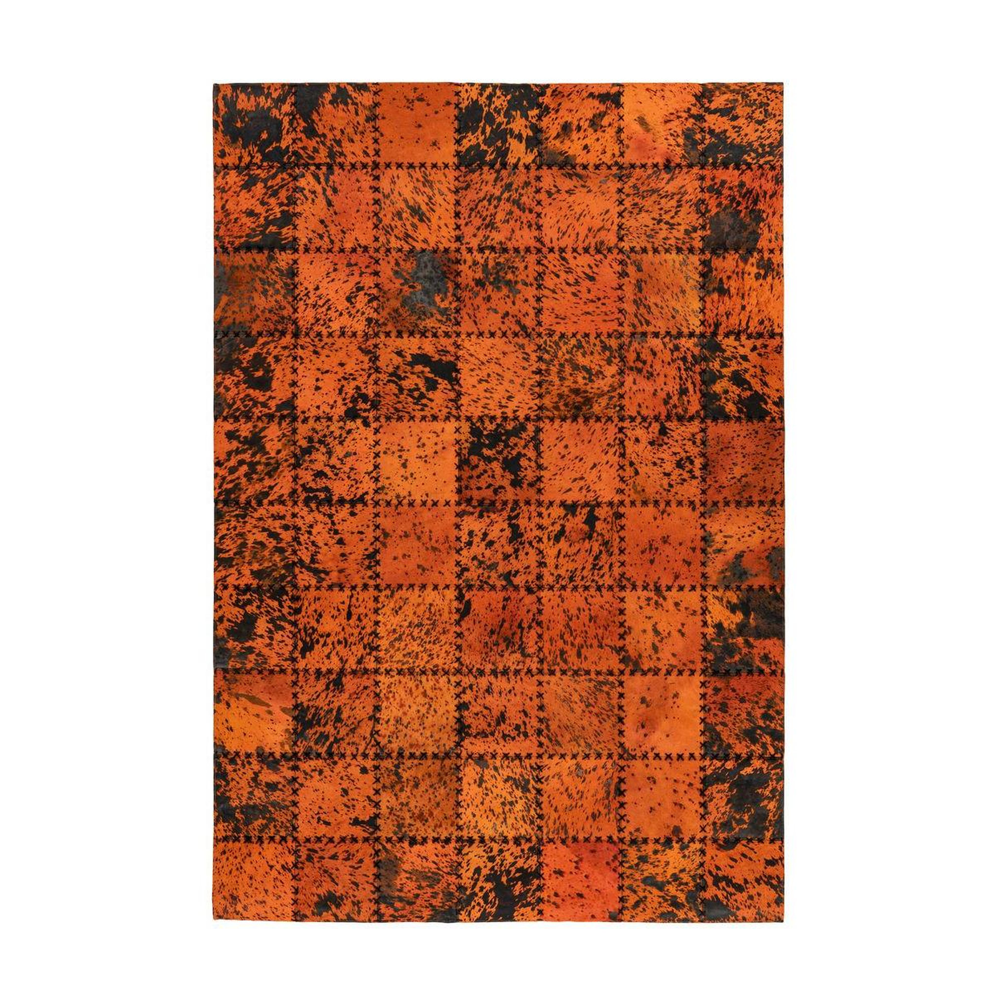 Paris Prix Tapis patchwork en cuir fait main  voila  orange. Coloris disponibles : Orange