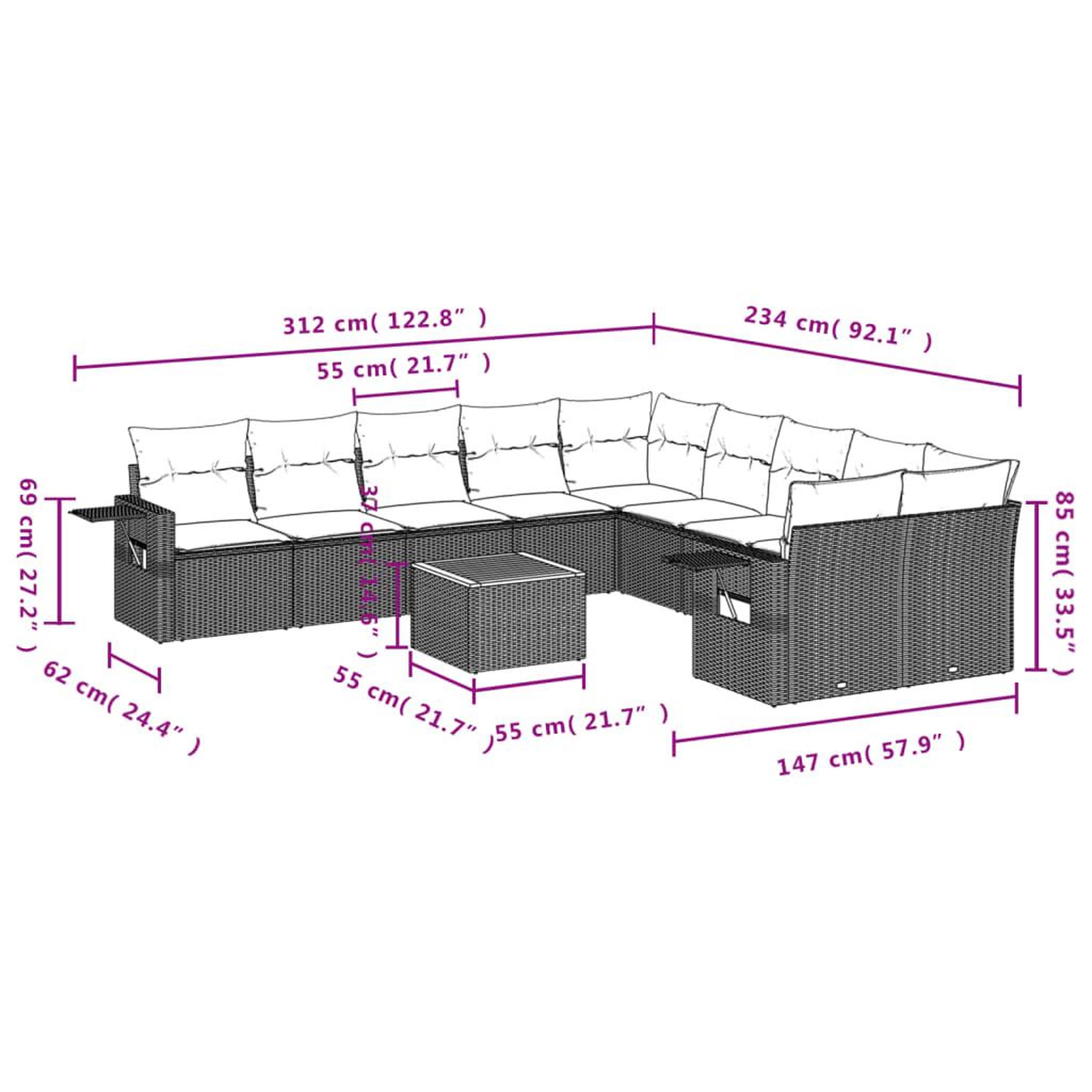 Voir la diapositive 6 : VIDAXL Salon de jardin 11 pcs avec coussins noir resine tressee