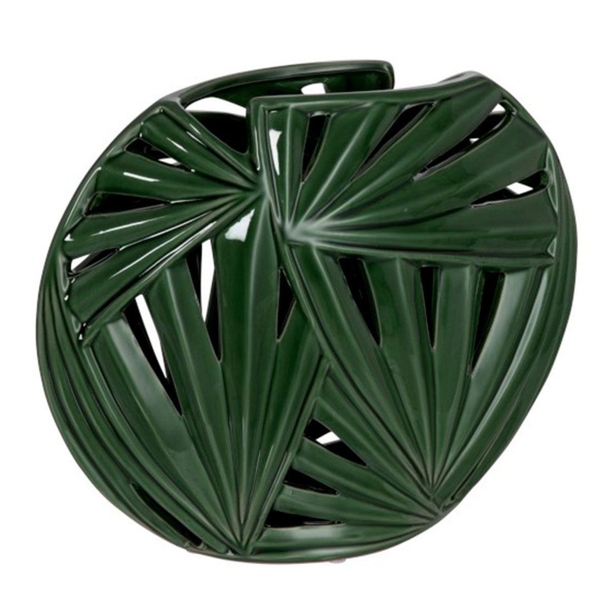 J-LINE Vase design céramique  tropical ovale  25cm vert