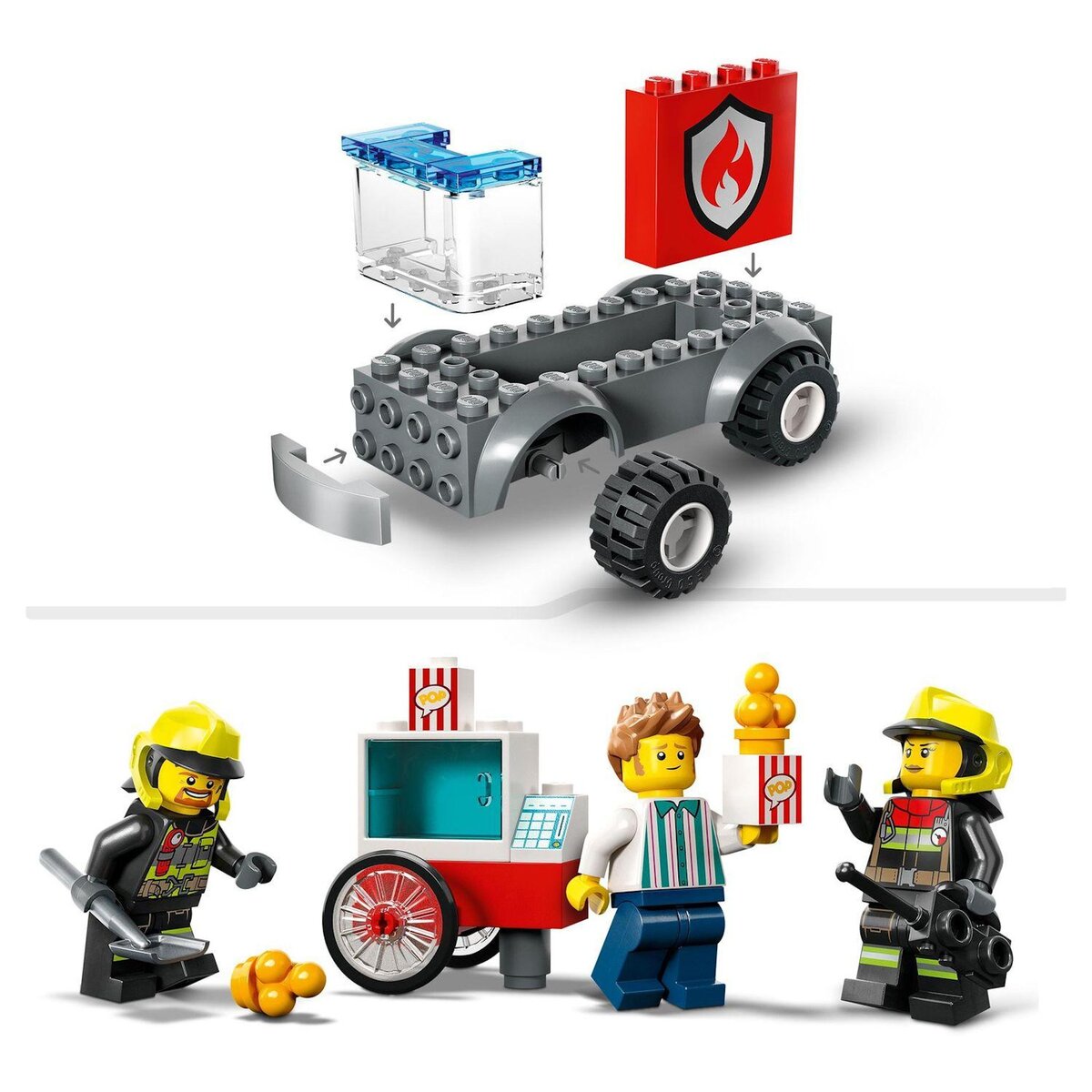 LEGO City 60375 La caserne et le camion de pompier, Jouet avec Véhicule d&rsquo;Urgence, Jouet Éducatif