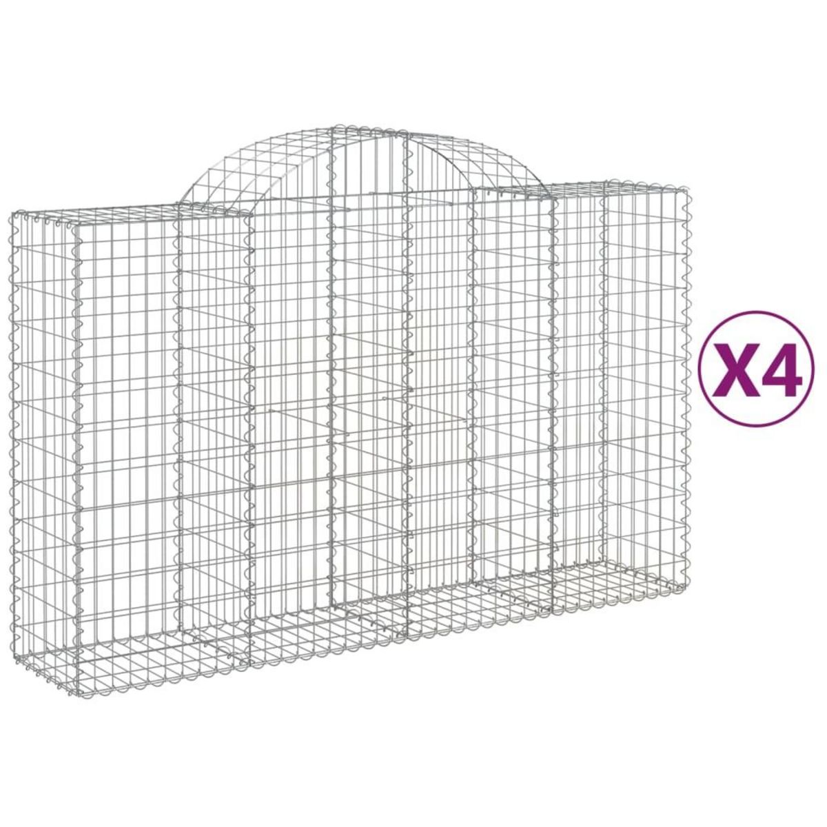 VIDAXL Paniers a gabions arques 4 pcs 200x50x120/140 cm Fer galvanise