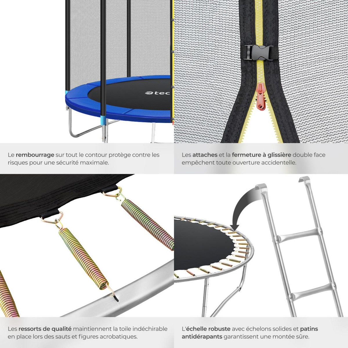 tectake Trampoline modèle B Ø 427 cm, certifié GS pour un maximum de sécurité noir/bleu