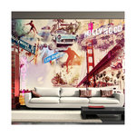 Paris Prix Papier Peint  Hollywood, Miami, Los Angeles. Coloris disponibles : Multicolore