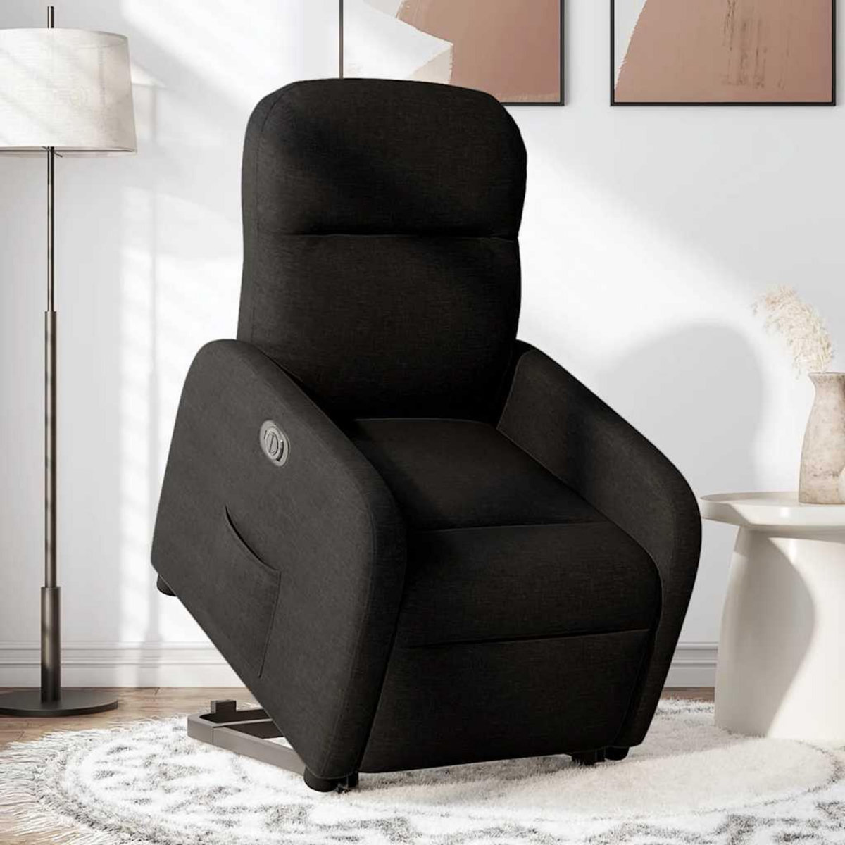 VIDAXL Fauteuil inclinable electrique noir tissu