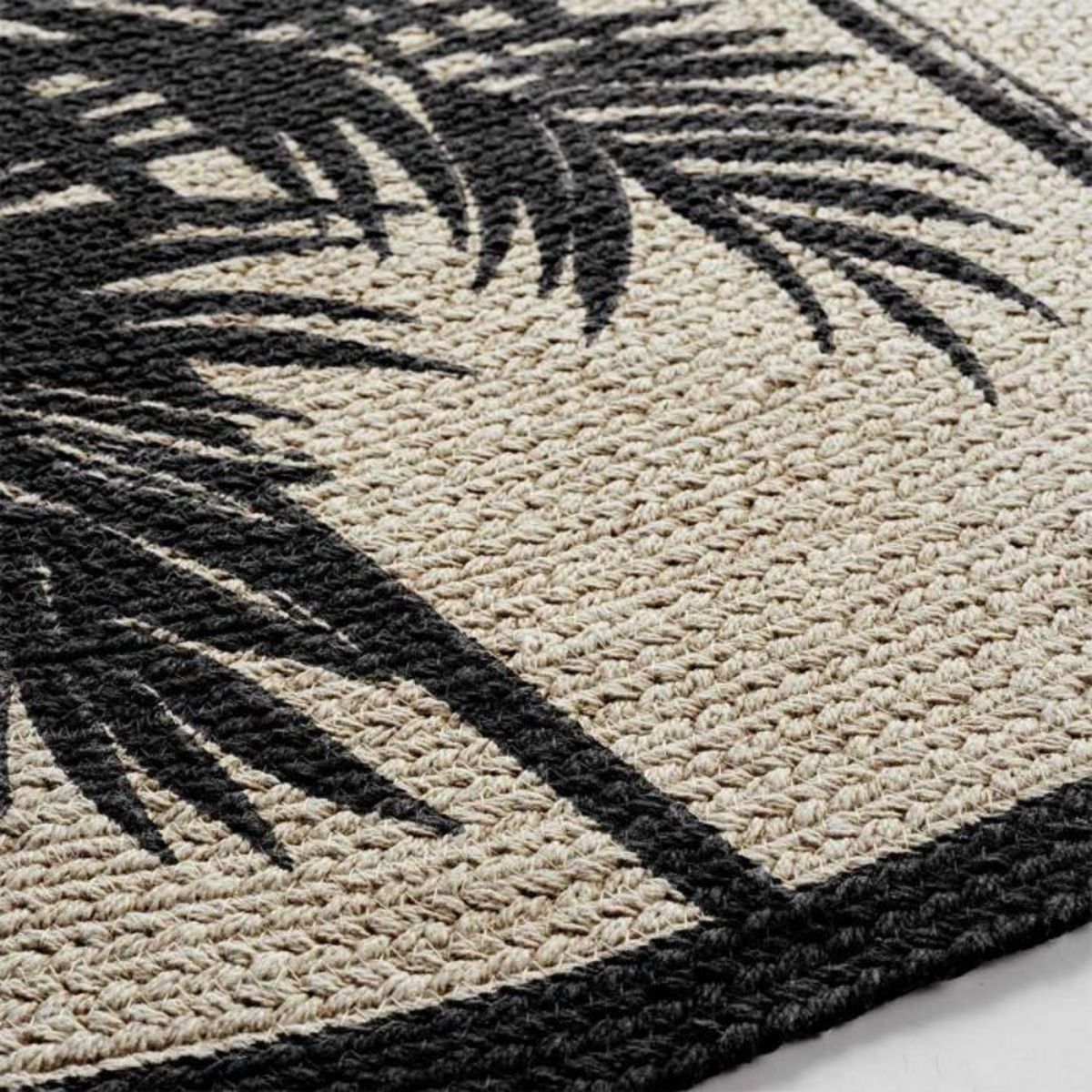 Paris Prix Tapis Rond Imprimé  Tropic Nature  120cm Naturel