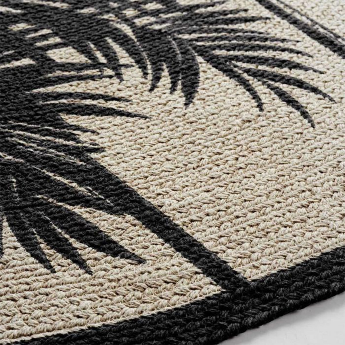 Paris Prix Tapis Rond Imprimé  Tropic Nature  120cm Naturel
