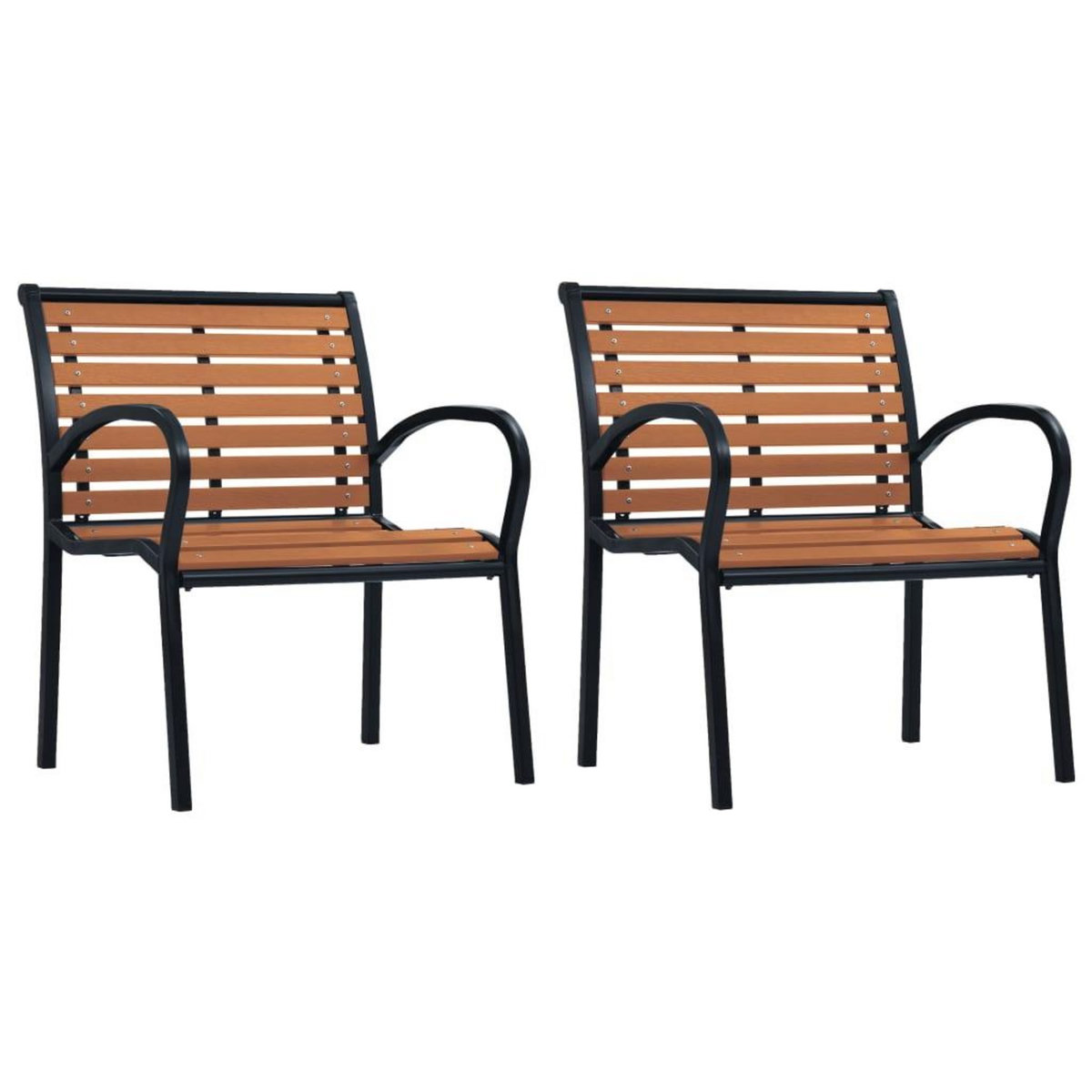 VIDAXL Chaises de jardin lot de 2 Acier et WPC Noir et marron