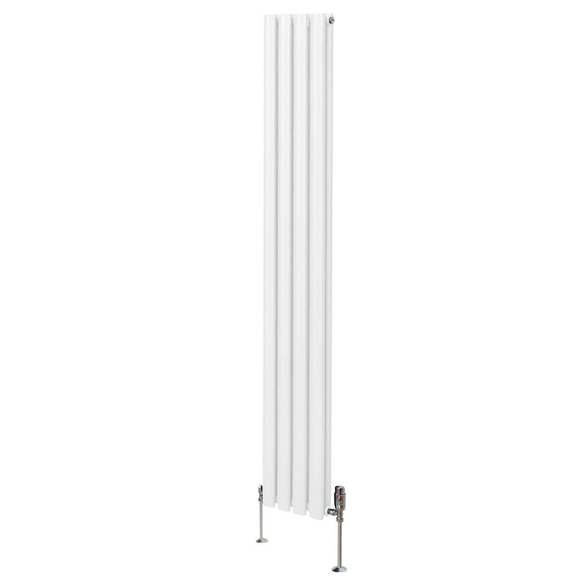 MONSTERSHOP Radiateur à colonnes ovales & robinet, 2 panneaux - 1800 x 240 mm. Coloris disponibles : Gris, Blanc, Noir