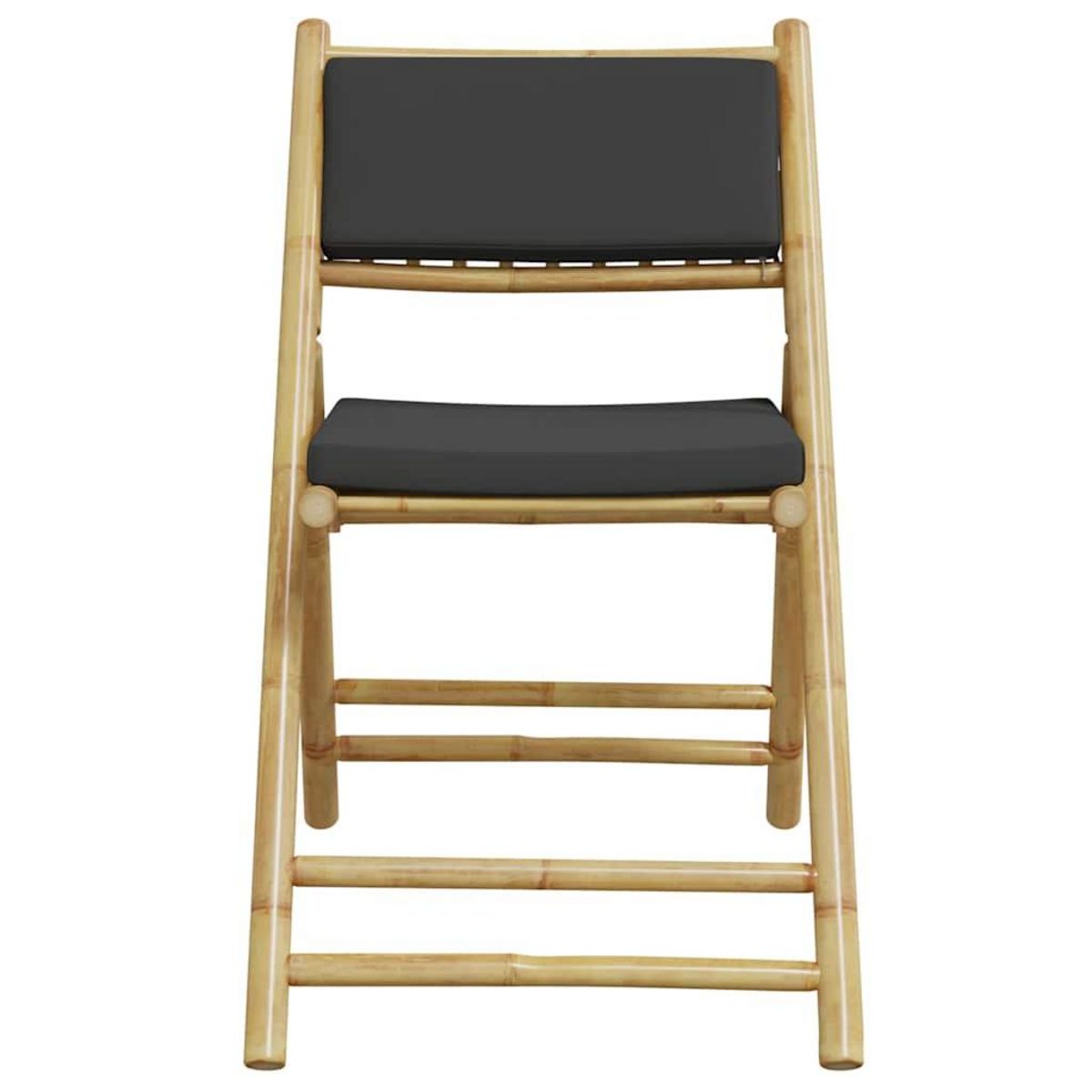 VIDAXL Chaises de bistro pliantes lot de 2 coussins gris fonce bambou