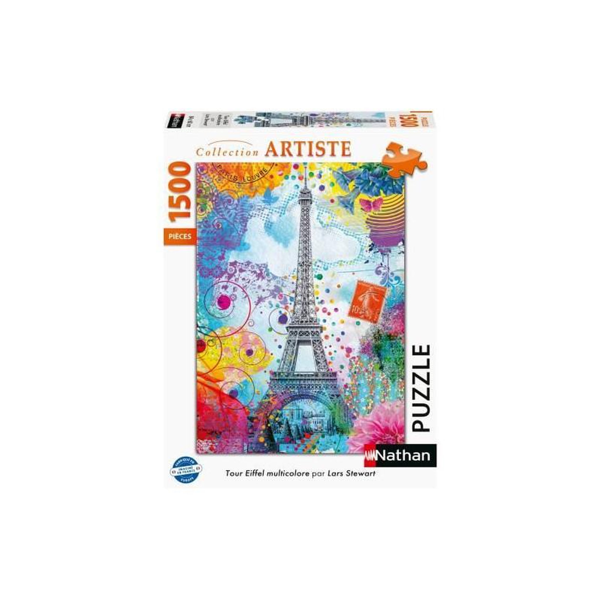 Voir la diapositive 2 : Nathan Puzzle 1500 pièces Tour Eiffel multicolore – Puzzle adolescents et adultes dès 14 ans – Haute qualité – Nathan – 1200