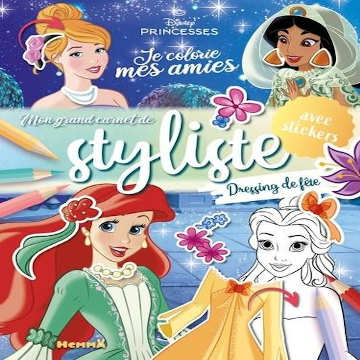 MON GRAND CARNET DE STYLISTE DRESSING DE FETE. AVEC STICKERS, Disney Princesses