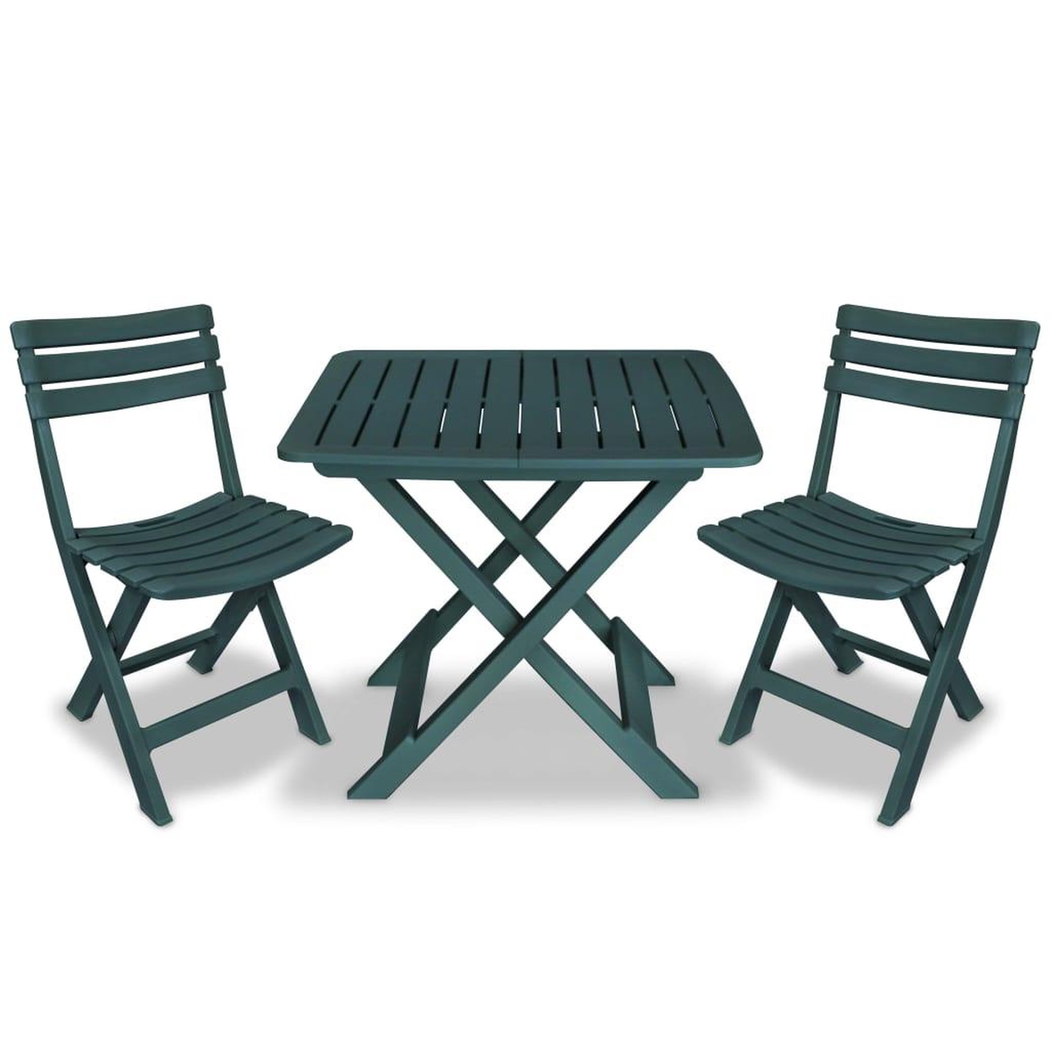 Voir la diapositive 1 : VIDAXL Ensemble de bistro pliable 3 pcs Plastique Vert