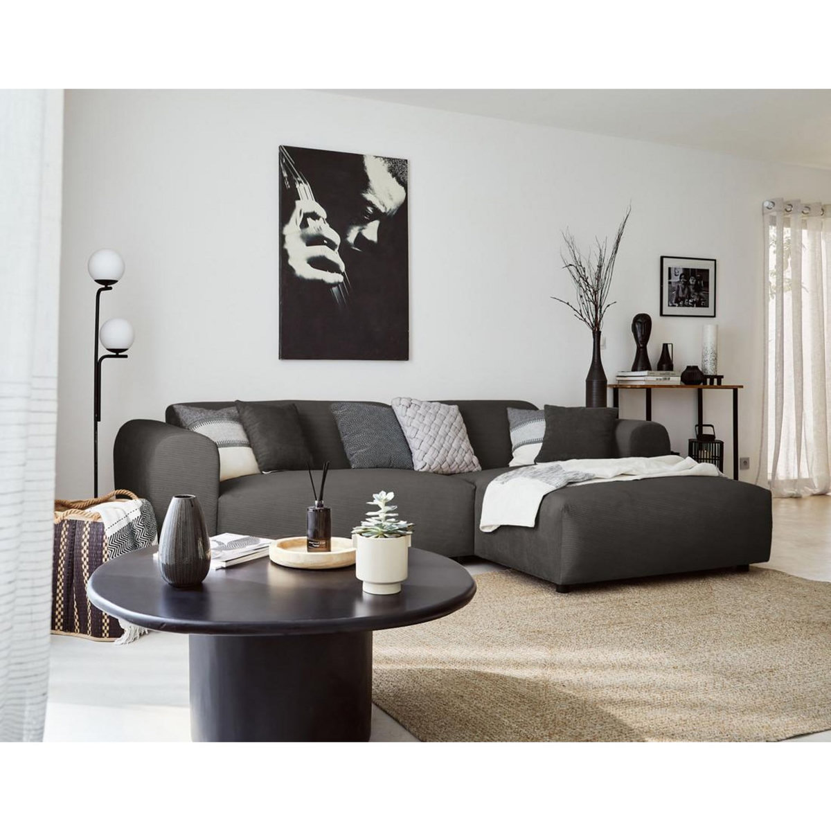 LISA DESIGN Aumance - canapé d'angle droit 4 places - en velours côtelé