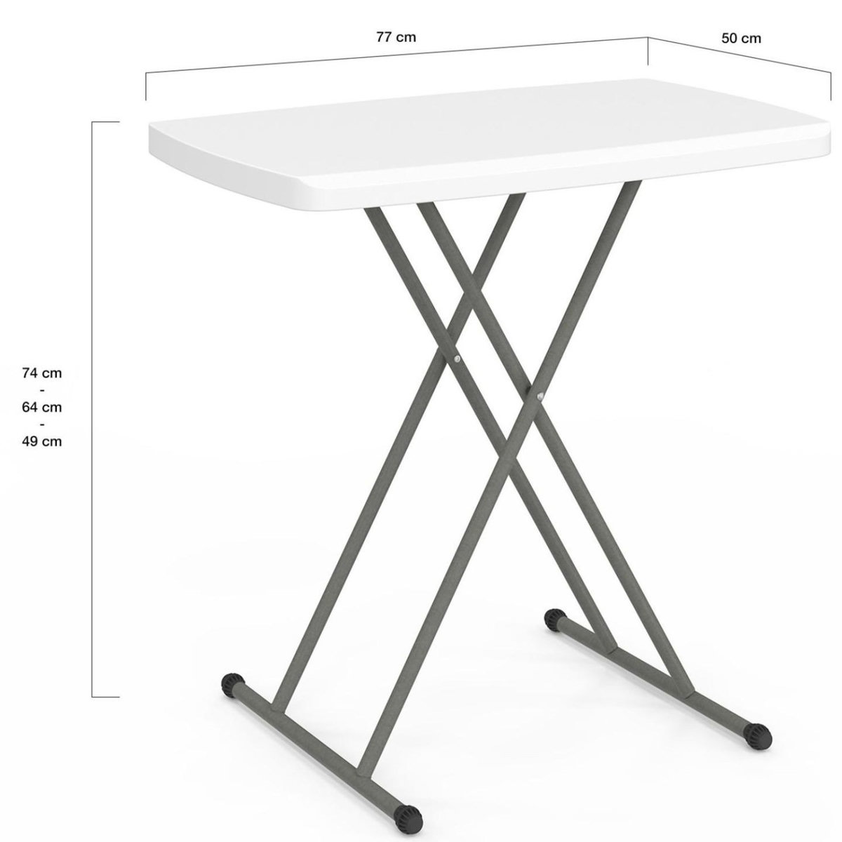 ID MARKET Table pliante à hauteur réglable 3 positions pour extérieur intérieur camping