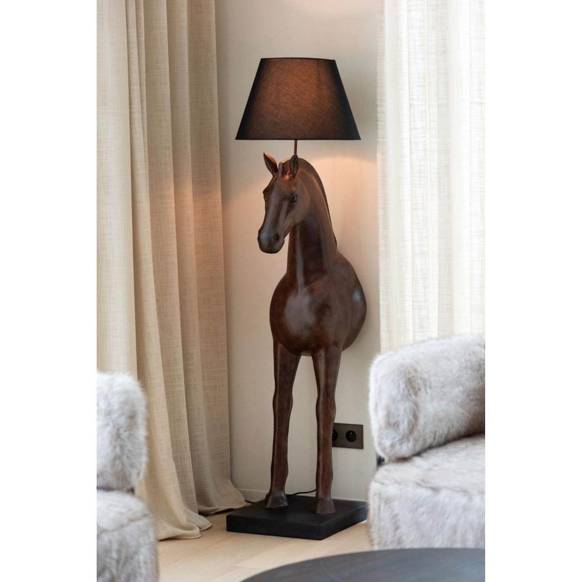 Paris Prix Lampadaire Cheval Face  Ronny  153cm Marron Foncé