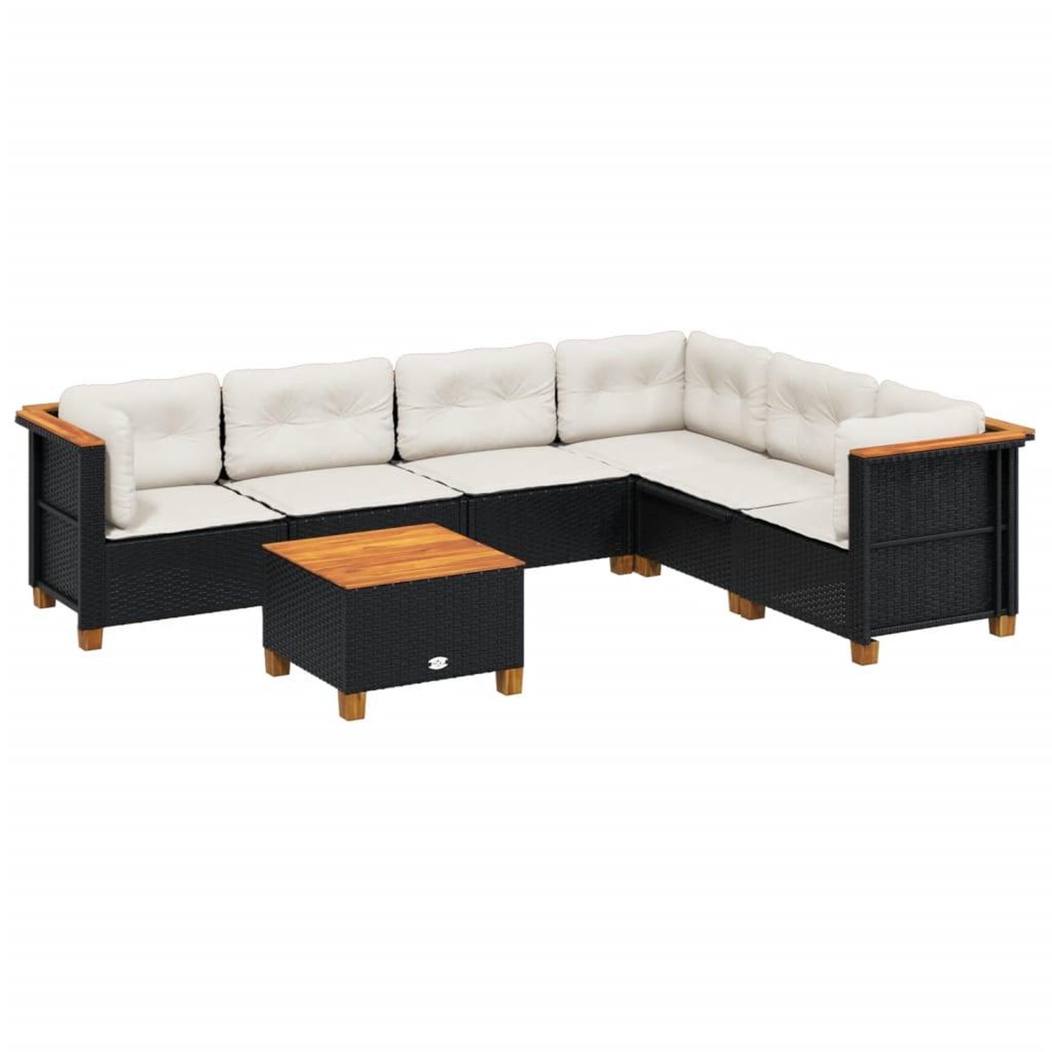 Voir la diapositive 2 : VIDAXL Salon de jardin 7 pcs avec coussins noir resine tressee