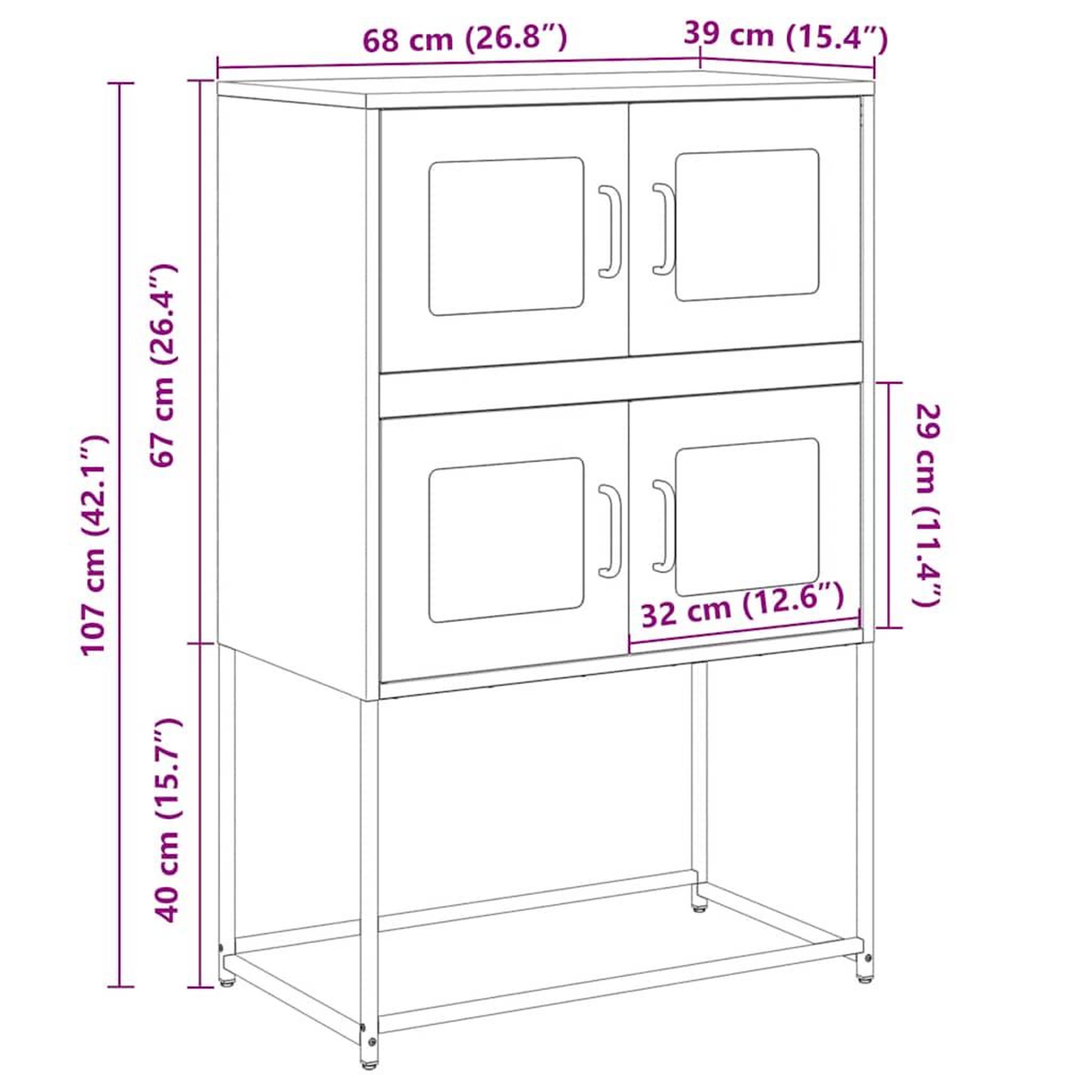 Voir la diapositive 6 : VIDAXL Buffet haut vert olive 68x39x107 cm acier