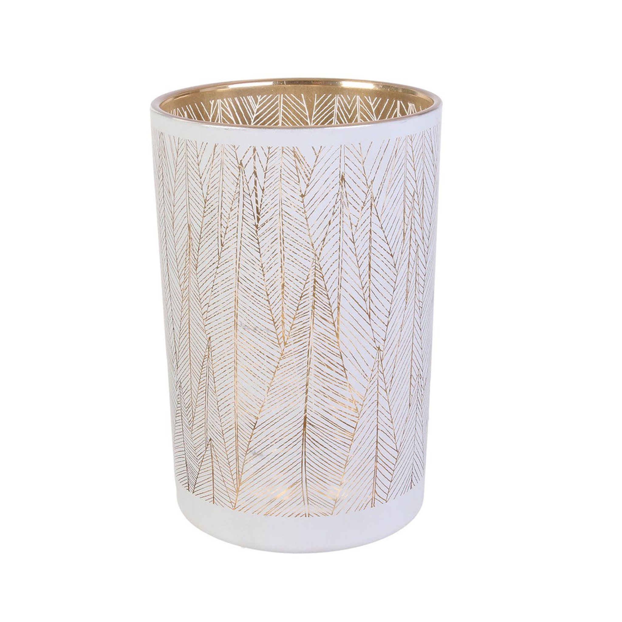 The Home Deco Factory Vase art décoration en verre tauri - h. 20 cm - blanc et or