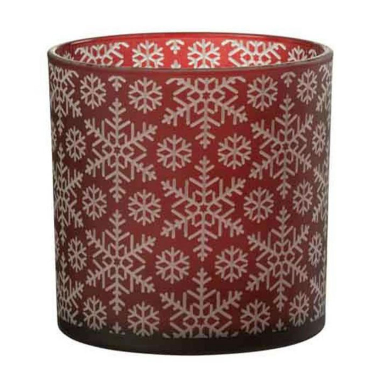 Paris Prix Photophore Design en Verre  Neige  15cm Rouge