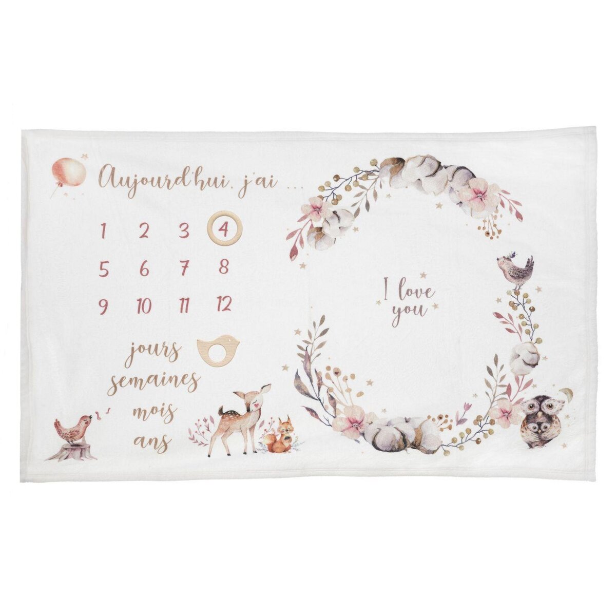 Atmosphera Kids Couverture âge étape bébé Nature - Rose