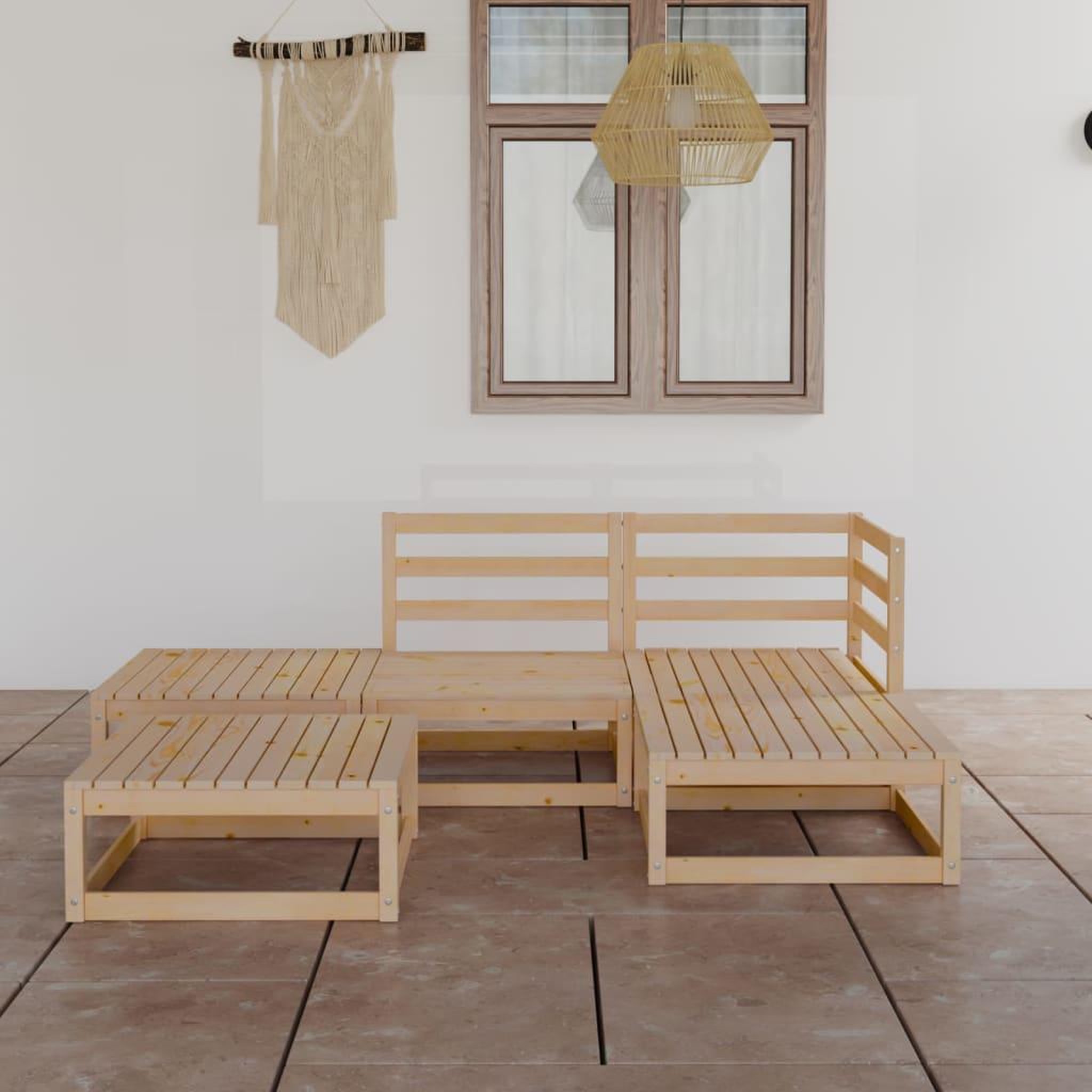 Voir la diapositive 1 : VIDAXL Salon de jardin 5 pcs Bois de pin massif