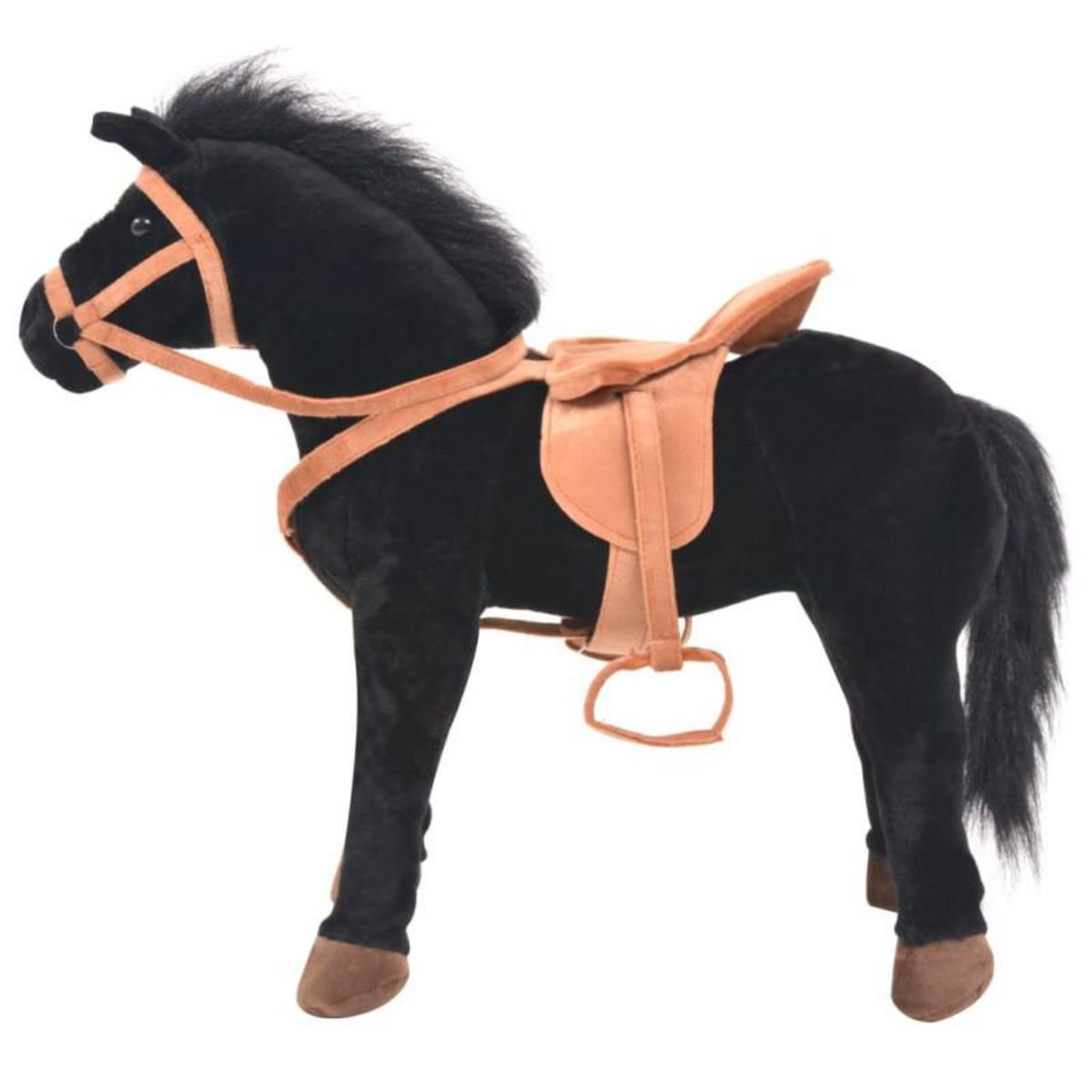 VIDAXL Jouet en peluche Cheval Noir