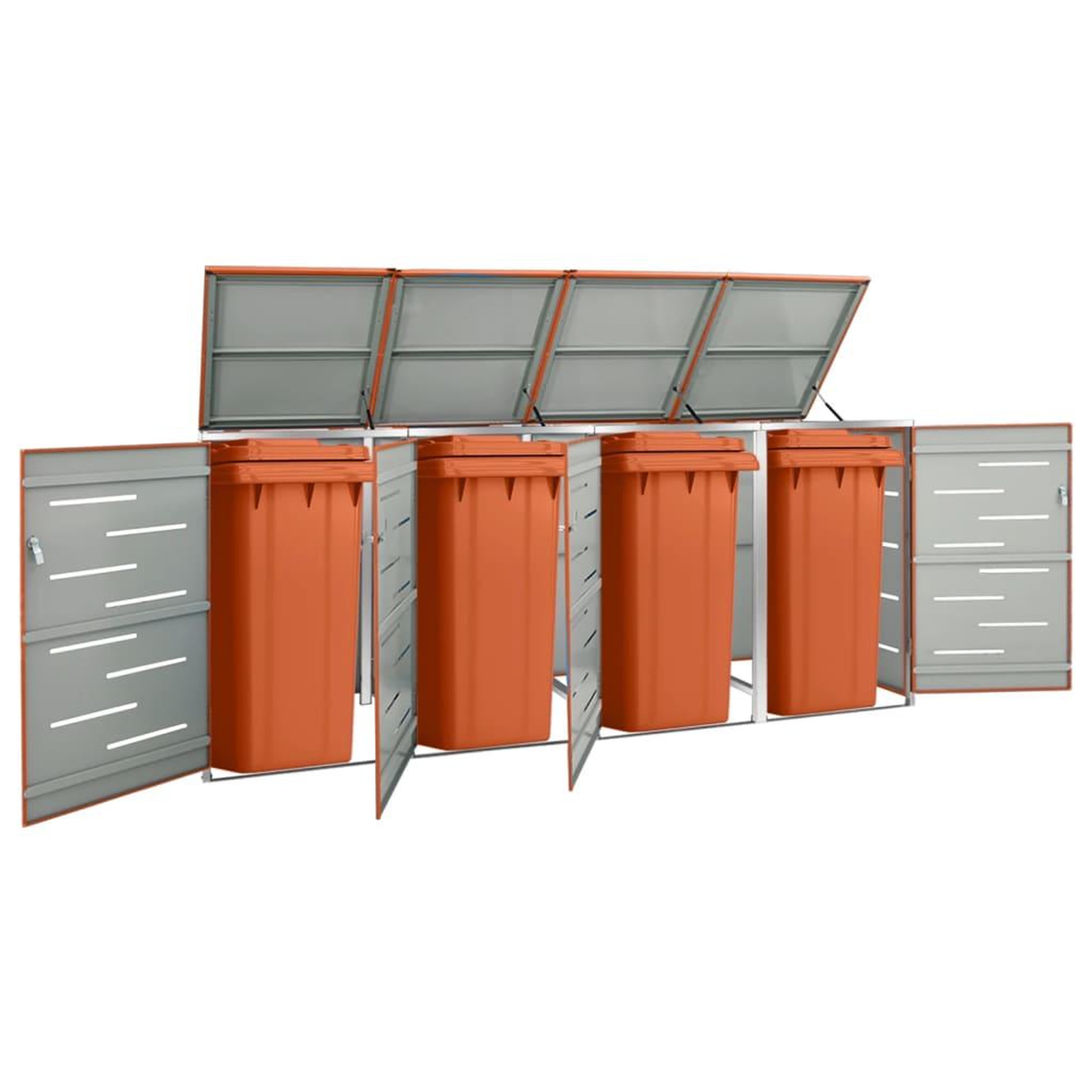 Voir la diapositive 1 : VIDAXL Abri pour quatre poubelles 276,5x77,5x112,5 cm Inox