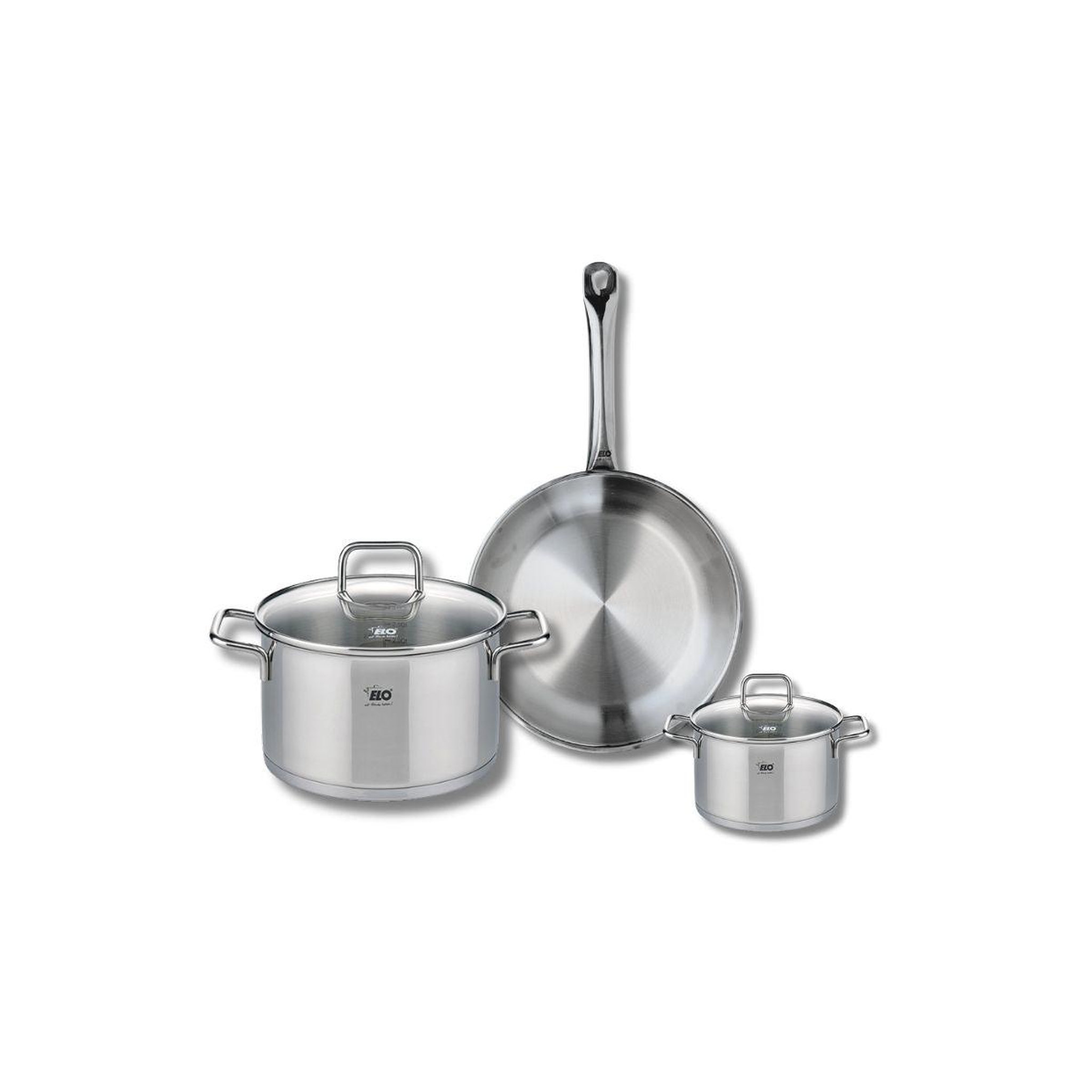 ELO Ensemble de 1 poêle de cuisson 24 cm et 2 faitouts 12 et 20 cm elo profi citrin