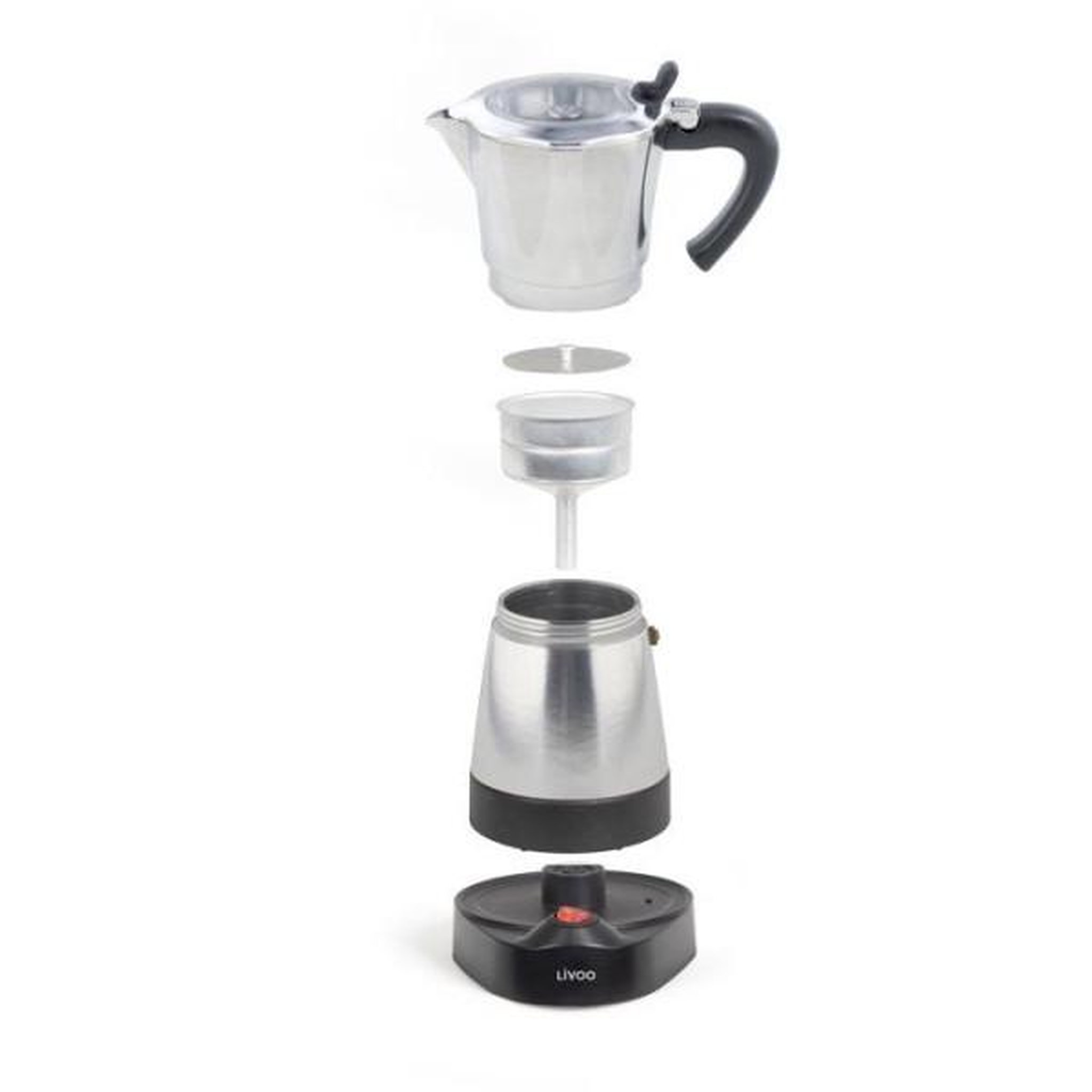 Voir la diapositive 4 : LIVOO Cafetière italienne électrique 6 tasses argent - dod117a