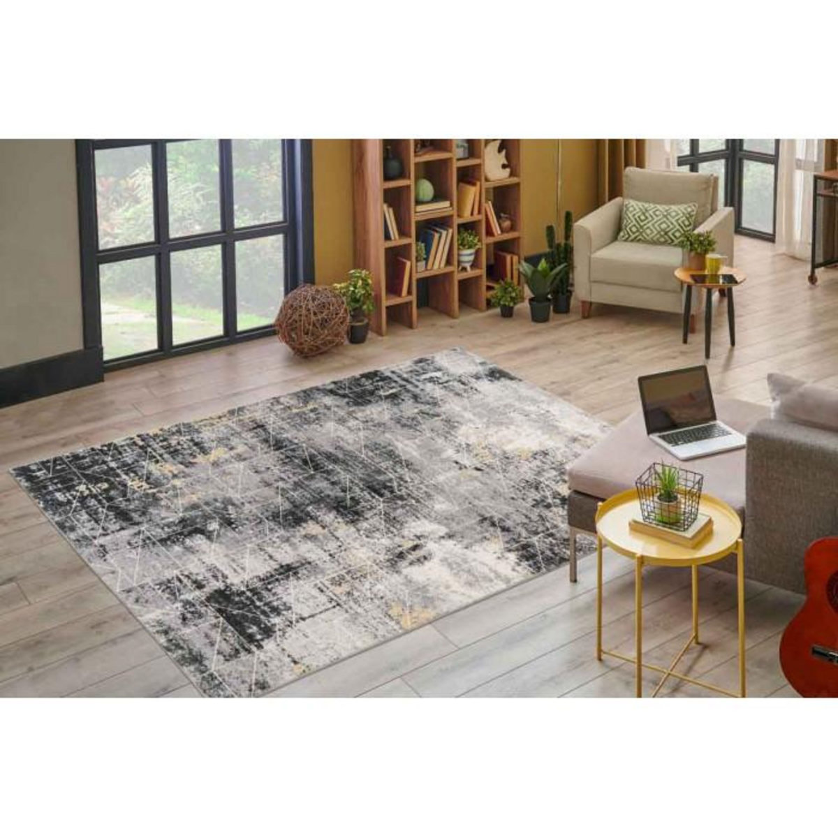 Paris Prix Tapis Tissé à Poils Courts Vintage  Ilian VII  Gris