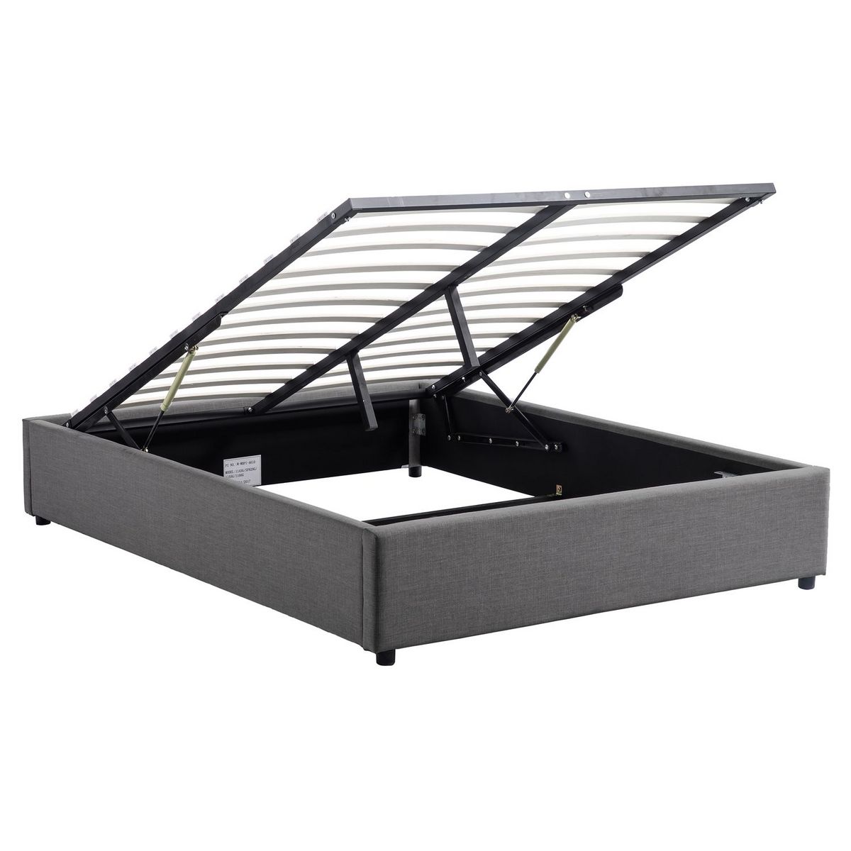 Lit coffre tissu avec sommier relevable 160x200 cm LEO