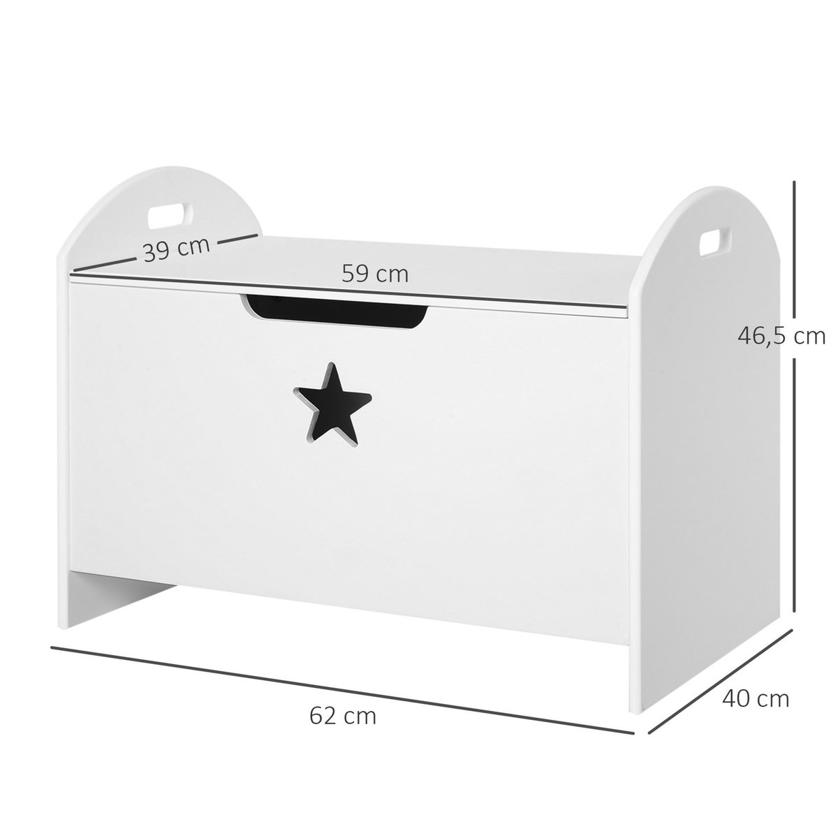 HOMCOM HOMCOM Coffre malle de rangement coffre à jouets dim. 62L x 40l x 46H cm MDF blanc