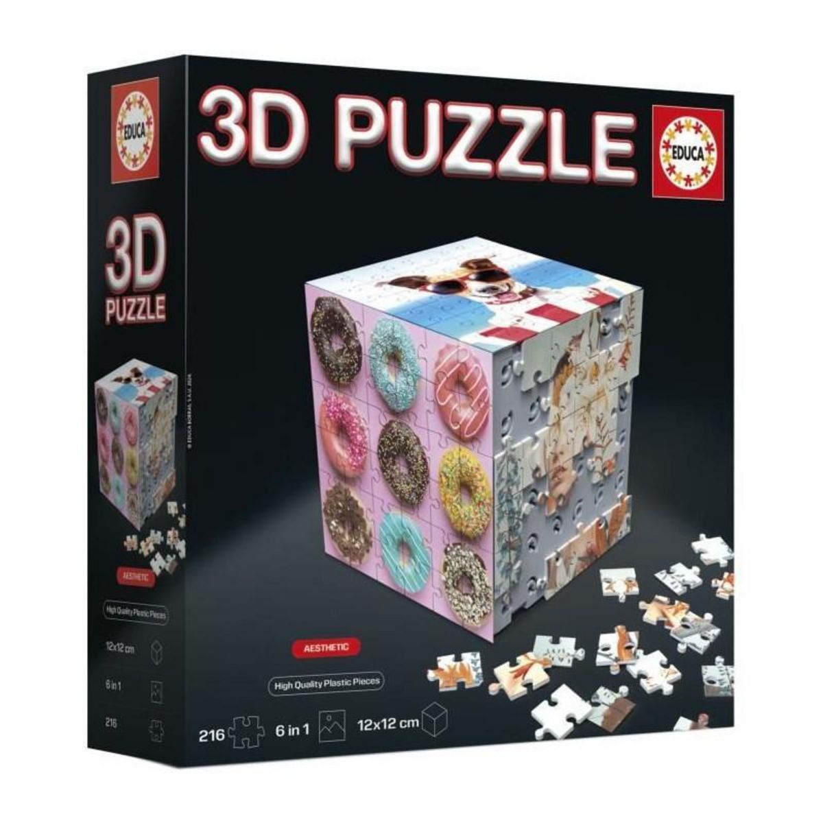 EDUCA Puzzle 3D - EDUCA - Cube Aesthetic - 216 Pieces - 6 Puzzles de 36 Pieces - Défi 8 Ans + (20125)