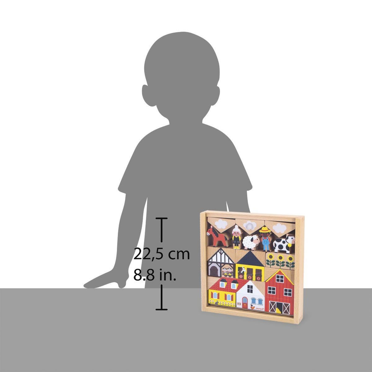 Juratoys-Janod Set de 34 blocs en bois Thème Campagne