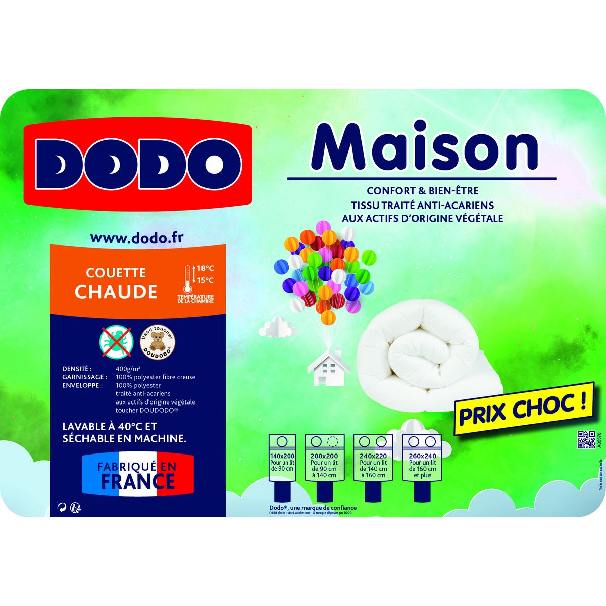 DODO Couette Chaude en polyester 400 g/m² MAISON ANTI-ACARIENS