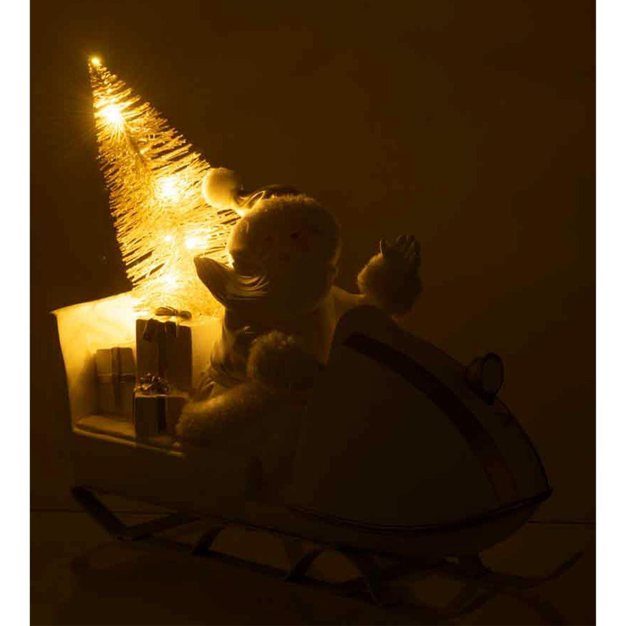 Voir la diapositive 3 : J-LINE Père noël déco  traîneau  31cm blanc & or