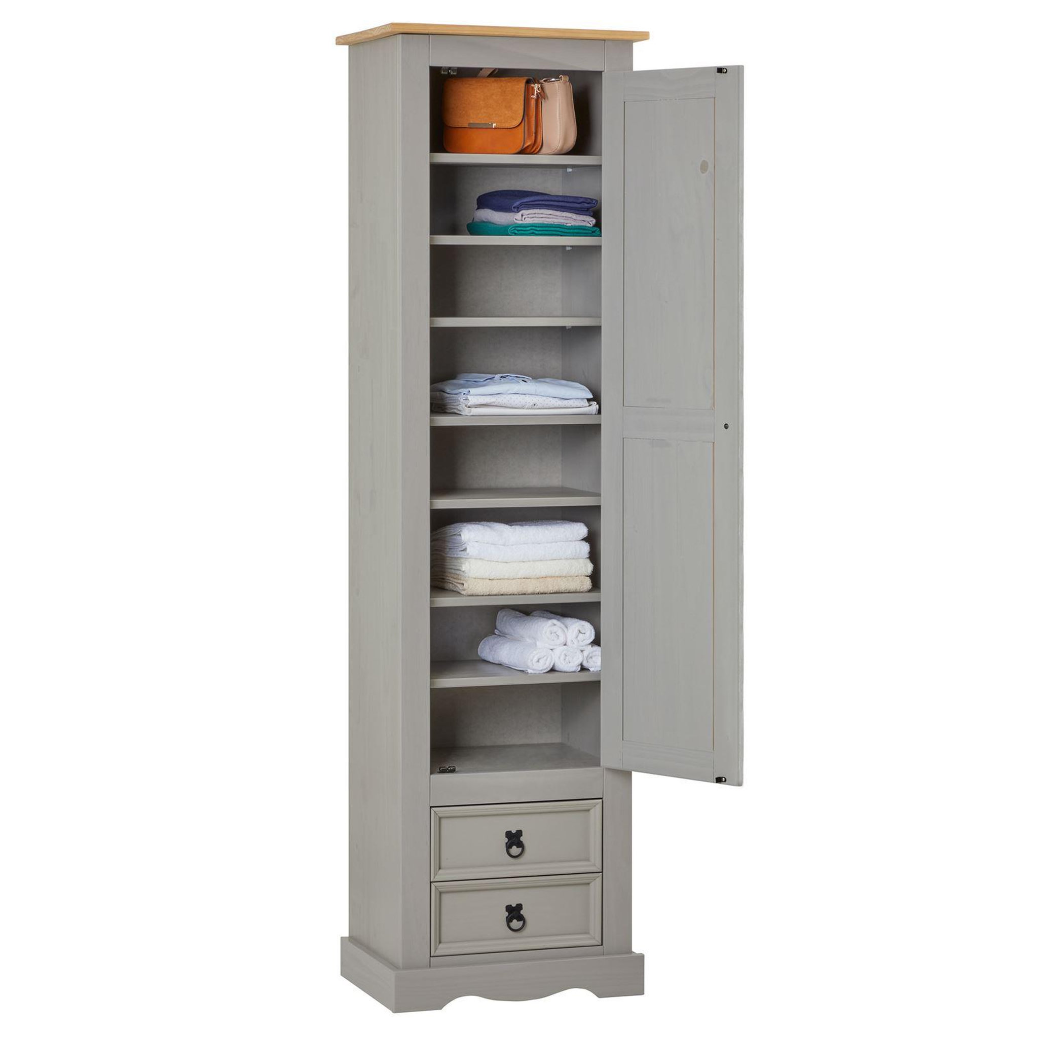 Voir la diapositive 4 : IDIMEX Armoire TEQUILA avec 1 porte et 2 tiroirs, en pin massif