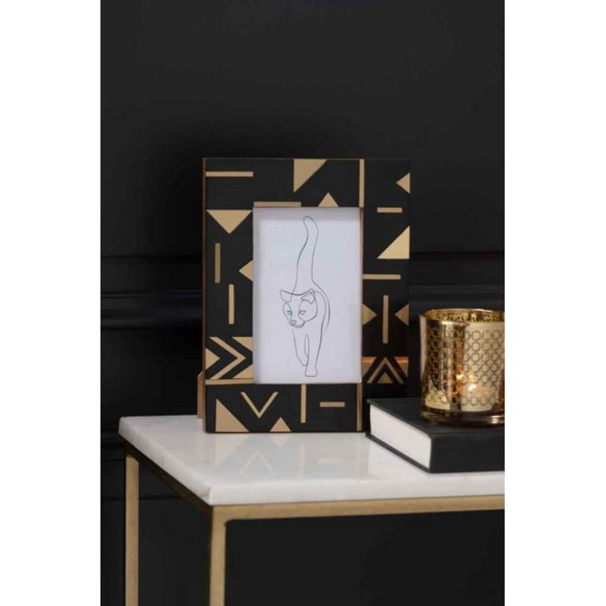 Paris Prix Cadre Photo Déco  Géométrique  10x15cm Noir & Or