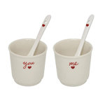SECRET DE GOURMET Coffret 2 Tasses à Café  Valentine  10cl Blanc