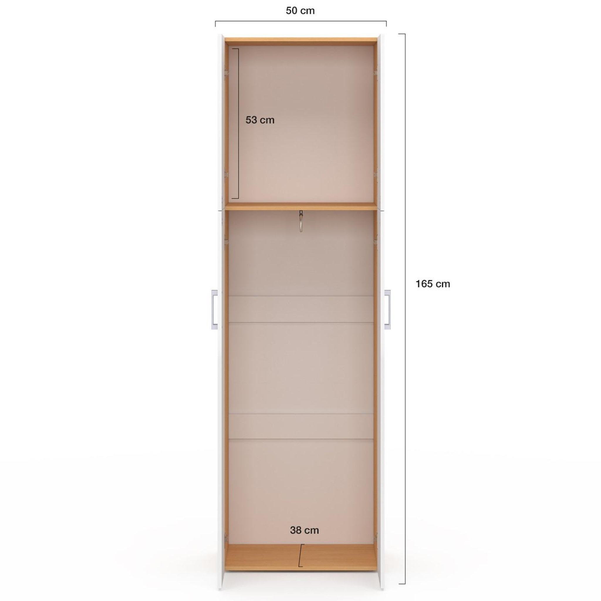 Voir la diapositive 4 : ID MARKET Armoire 2 portes juliana blanc et bois penderie 50 cm avec étagère