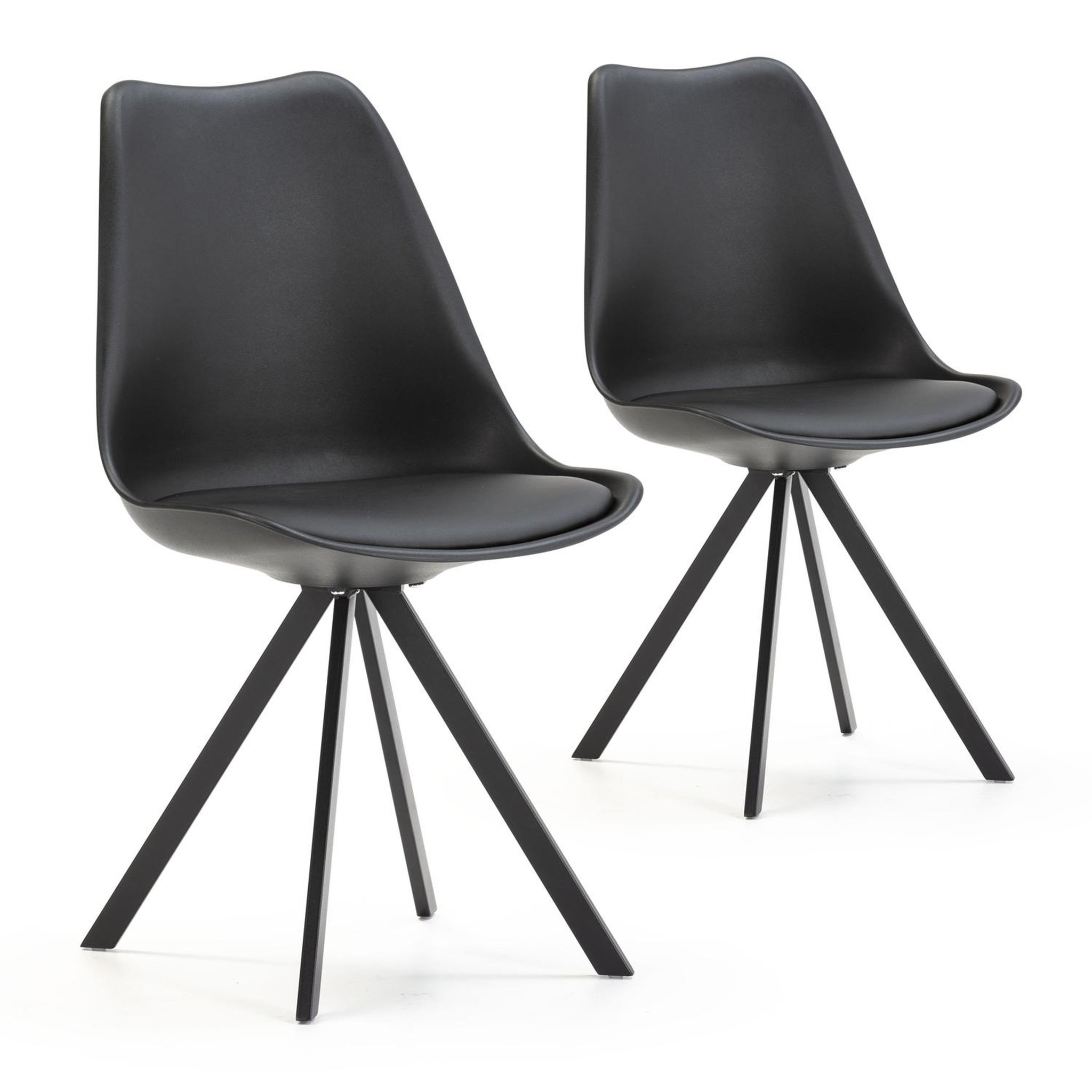 Voir la diapositive 1 : VS VENTA-STOCK Pack 2 chaises Salle à Manger Cross Style Nordique Noir, 54 cm x 49 cm x 84 cm