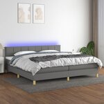 VIDAXL Sommier a lattes de lit et matelas et LED Gris fonce 200x200 cm