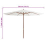 Voir la diapositive 4 : VIDAXL Parasol d'exterieur avec mat en bois 350 cm Blanc sable