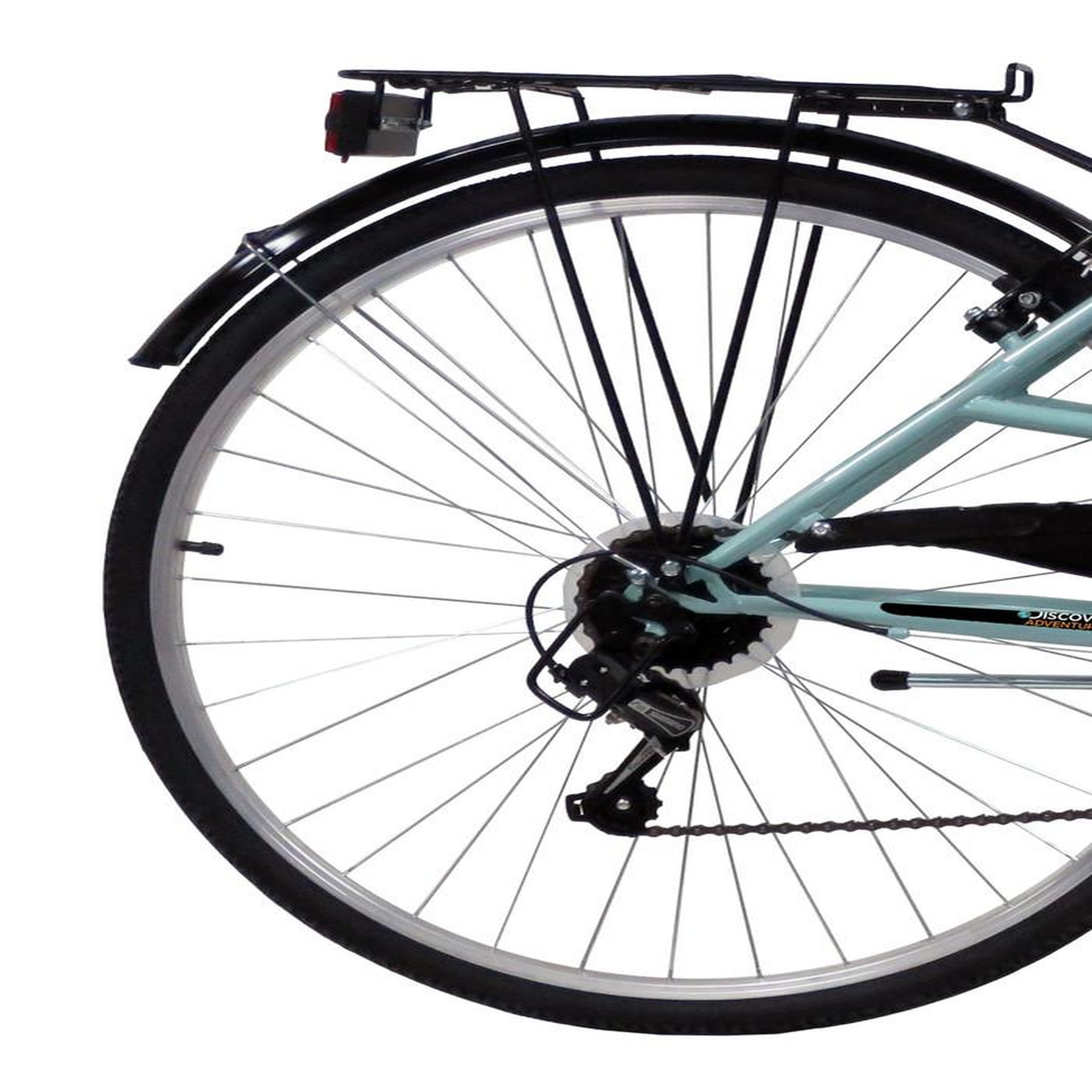 Voir la diapositive 2 : DISCOVERY ADVENTURES VELO - VTC 28'' City Rigide Femme Acier  Discovery Adventures  - 6 vitesses - Enjambement bas - Freins V-brake - Dérailleur Shimano - Potence réglable - Porte-bagages